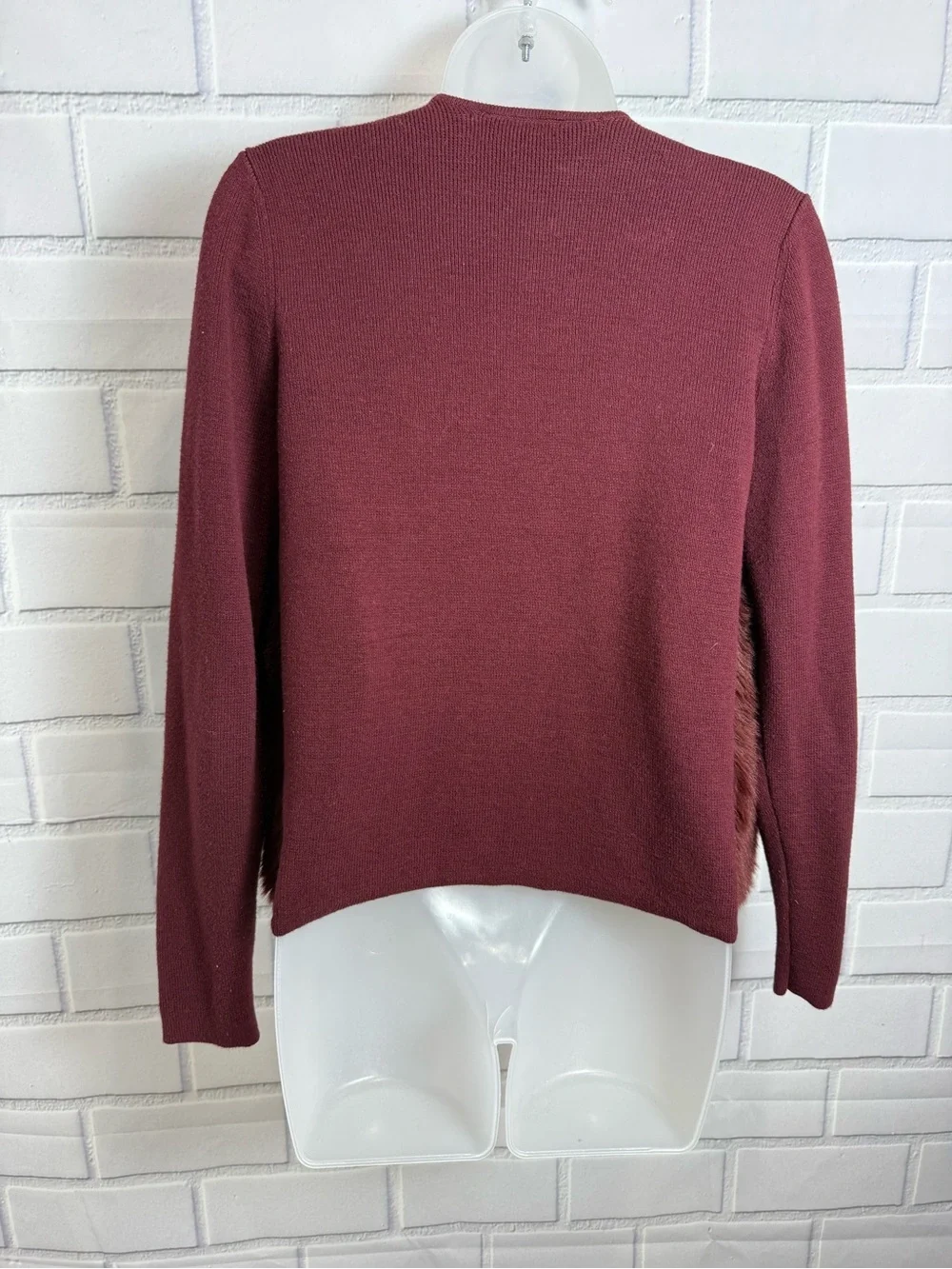 Banana Republic Burgundy Faux Fur Cardigan Jacket Size S Cozy Chic